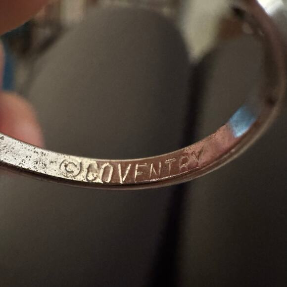 Vintage Sarah Coventry Guilloche Purple Flower Adjustable Ring Floral Romantic - Picture 9 of 9